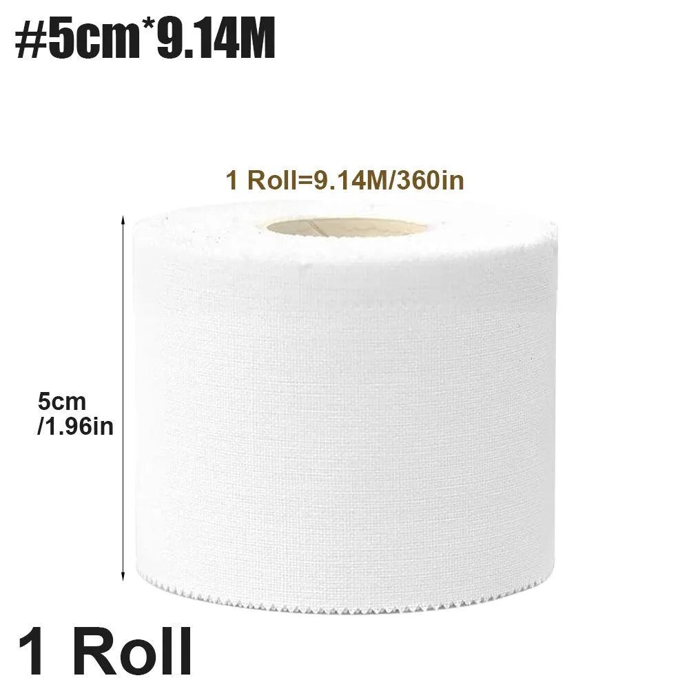 1 Roll White Cotton Non Sticky Residue Easy to Tear Athletic Tape for Injury Strain Knee Wrist