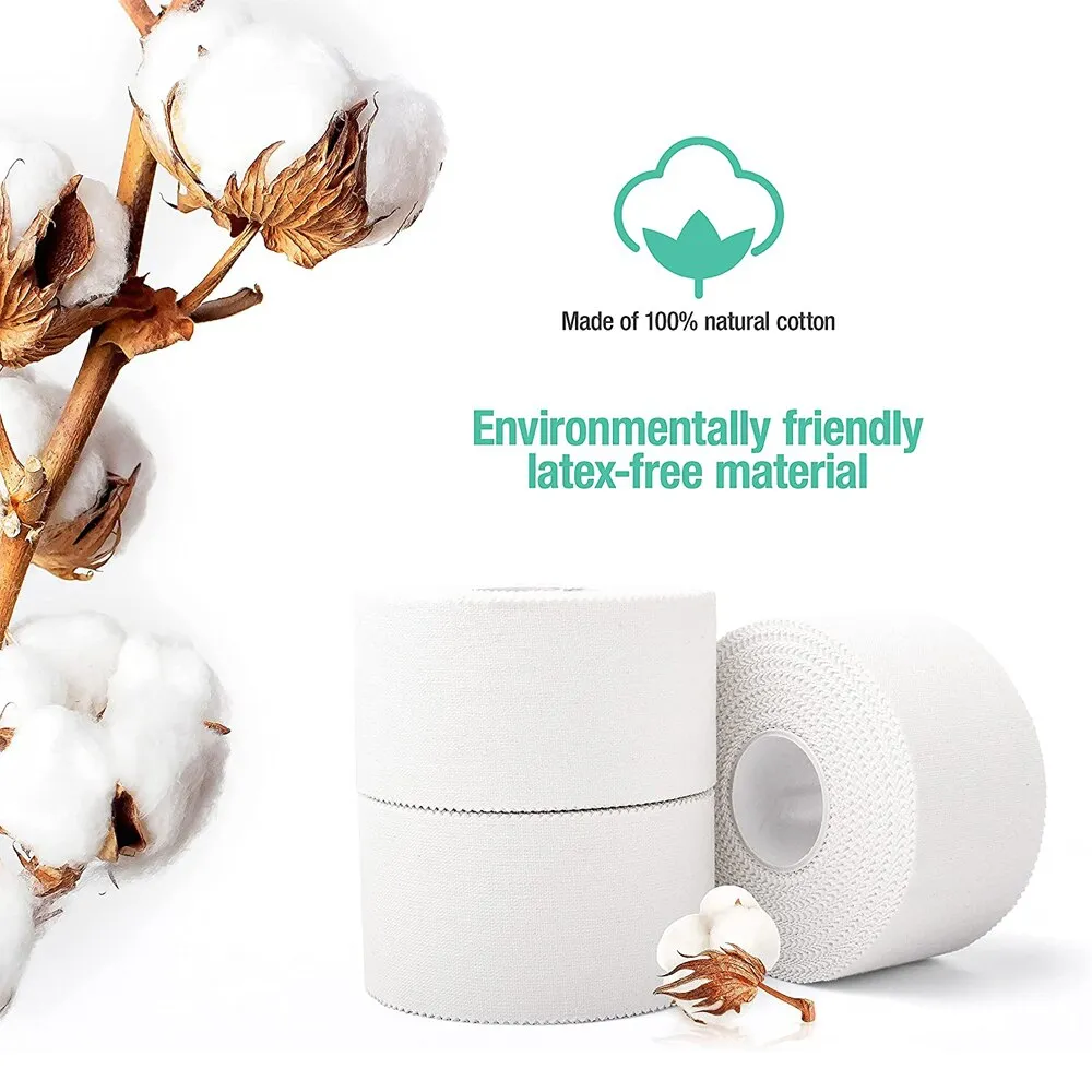 1 Roll White Cotton Non Sticky Residue Easy to Tear Athletic Tape for Injury Strain Knee Wrist