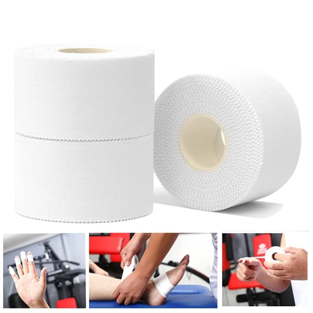 1 Roll White Cotton Non Sticky Residue Easy to Tear Athletic Tape for Injury Strain Knee Wrist