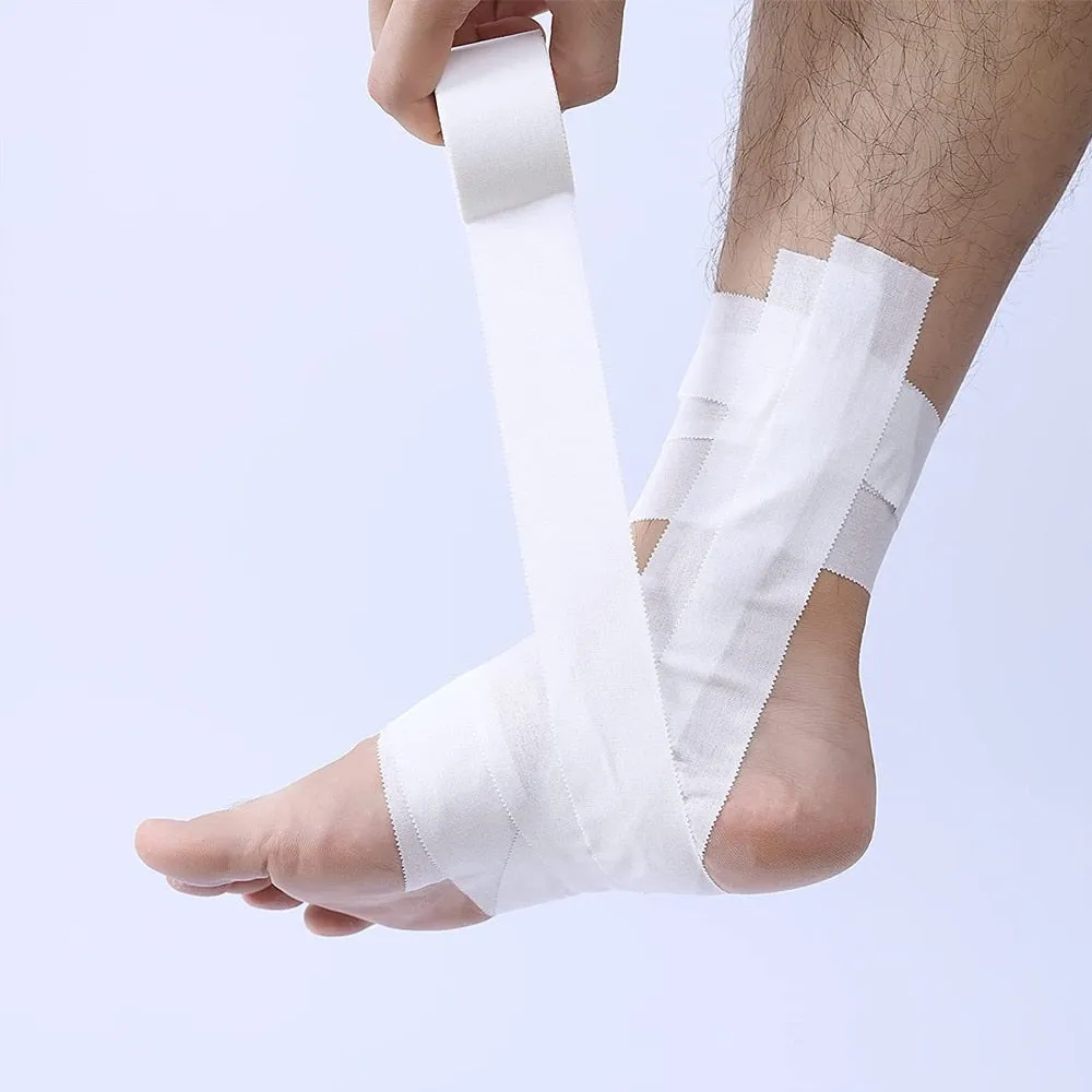1 Roll White Cotton Non Sticky Residue Easy to Tear Athletic Tape for Injury Strain Knee Wrist