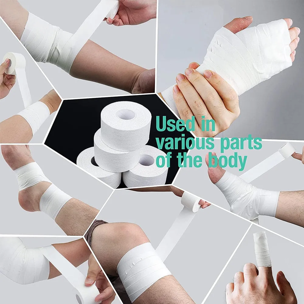 1 Roll White Cotton Non Sticky Residue Easy to Tear Athletic Tape for Injury Strain Knee Wrist