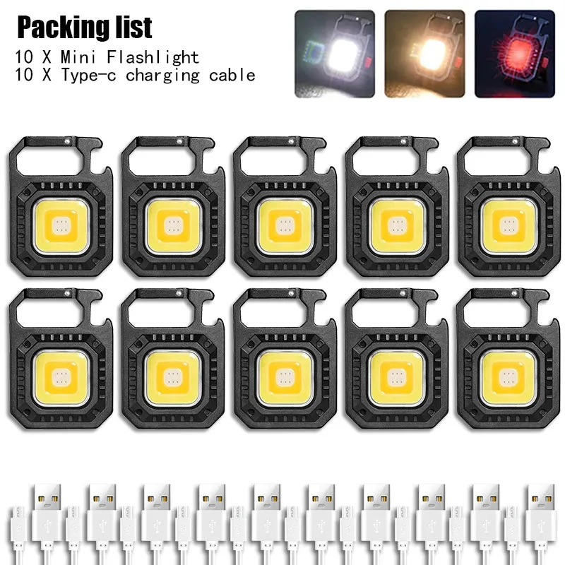 800LM Mini LED Flashlight USB C Rechargeable Keychain Light Multifunctional Work Light Outdoor Camping Lantern Fishing Torch