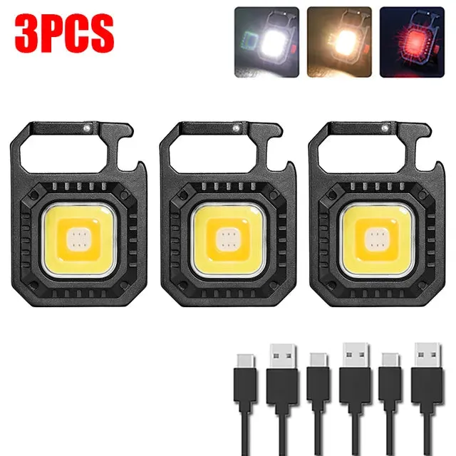 800LM Mini LED Flashlight USB C Rechargeable Keychain Light Multifunctional Work Light Outdoor Camping Lantern Fishing Torch