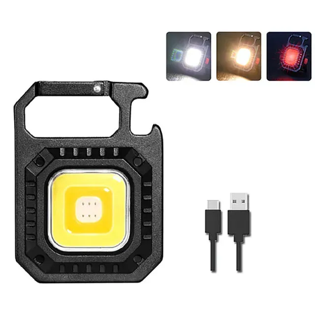 800LM Mini LED Flashlight USB C Rechargeable Keychain Light Multifunctional Work Light Outdoor Camping Lantern Fishing Torch