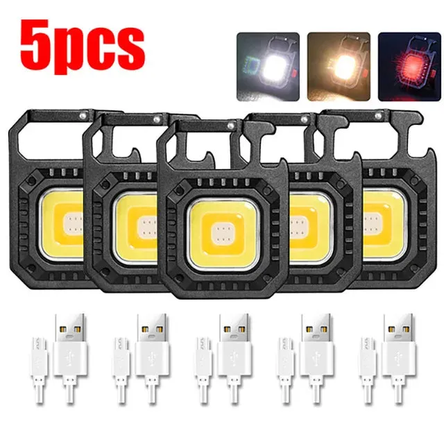 800LM Mini LED Flashlight USB C Rechargeable Keychain Light Multifunctional Work Light Outdoor Camping Lantern Fishing Torch