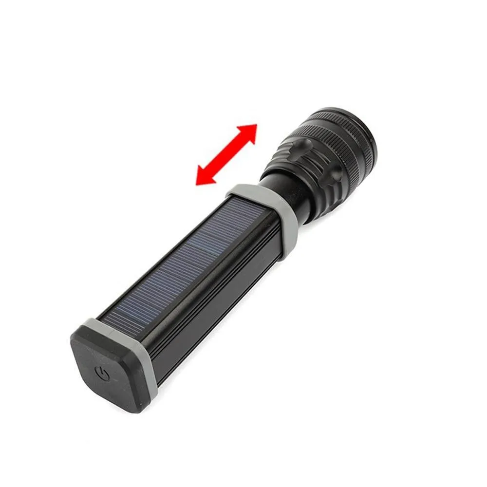 CRONY W562 Solar USB charging multi-function flashlight Telescopic focusing outdoor waterproof strong flashlight