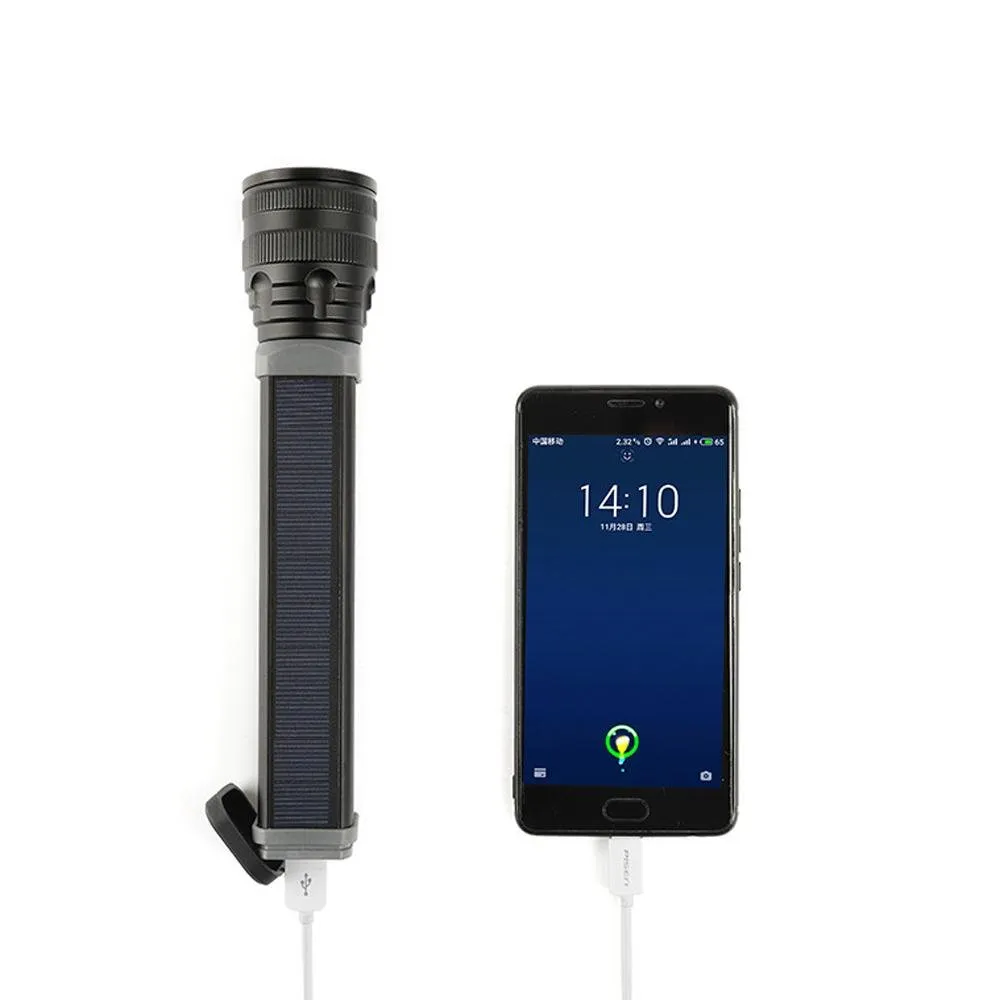 CRONY W562 Solar USB charging multi-function flashlight Telescopic focusing outdoor waterproof strong flashlight