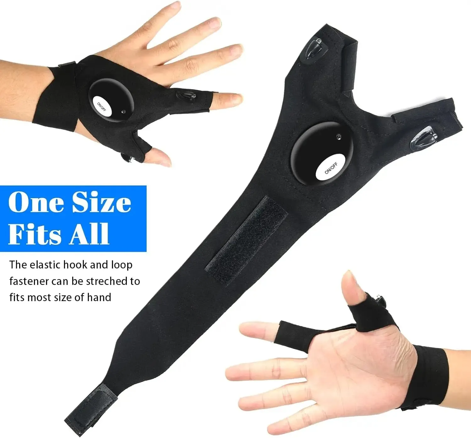 Durable LED Half Finger Gloves for Men Women Outdoor Waterproof Night Fishing Cycling Running Flashlight Compatible