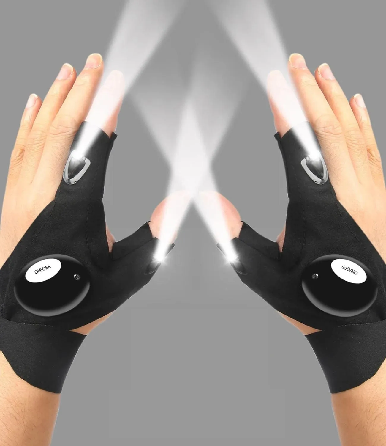 Durable LED Half Finger Gloves for Men Women Outdoor Waterproof Night Fishing Cycling Running Flashlight Compatible
