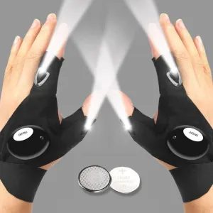 Durable LED Half Finger Gloves for Men Women Outdoor Waterproof Night Fishing Cycling Running Flashlight Compatible