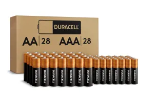 Duracell Coppertop AA   AAA Batteries, 56 Count (Pack of 1). Re-closable pack for easy access and organized storage.1 pack contains 28 Double A Batteries and 28 Triple A Batteries.
