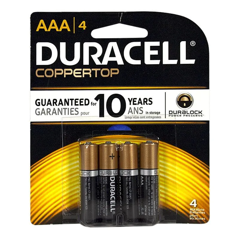 Duracell Coppertop AAA Batteries - Card of 4