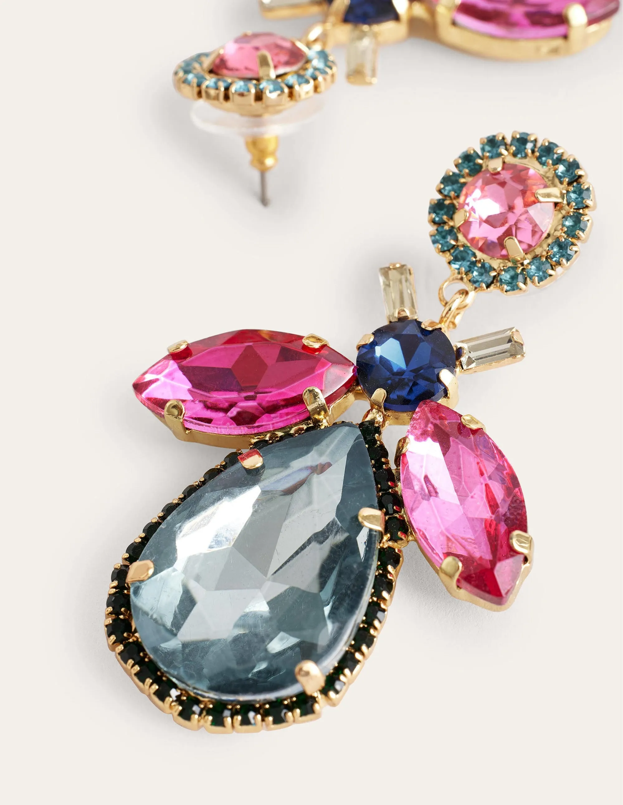 Embellished Bee Earrings-Blue & Pink