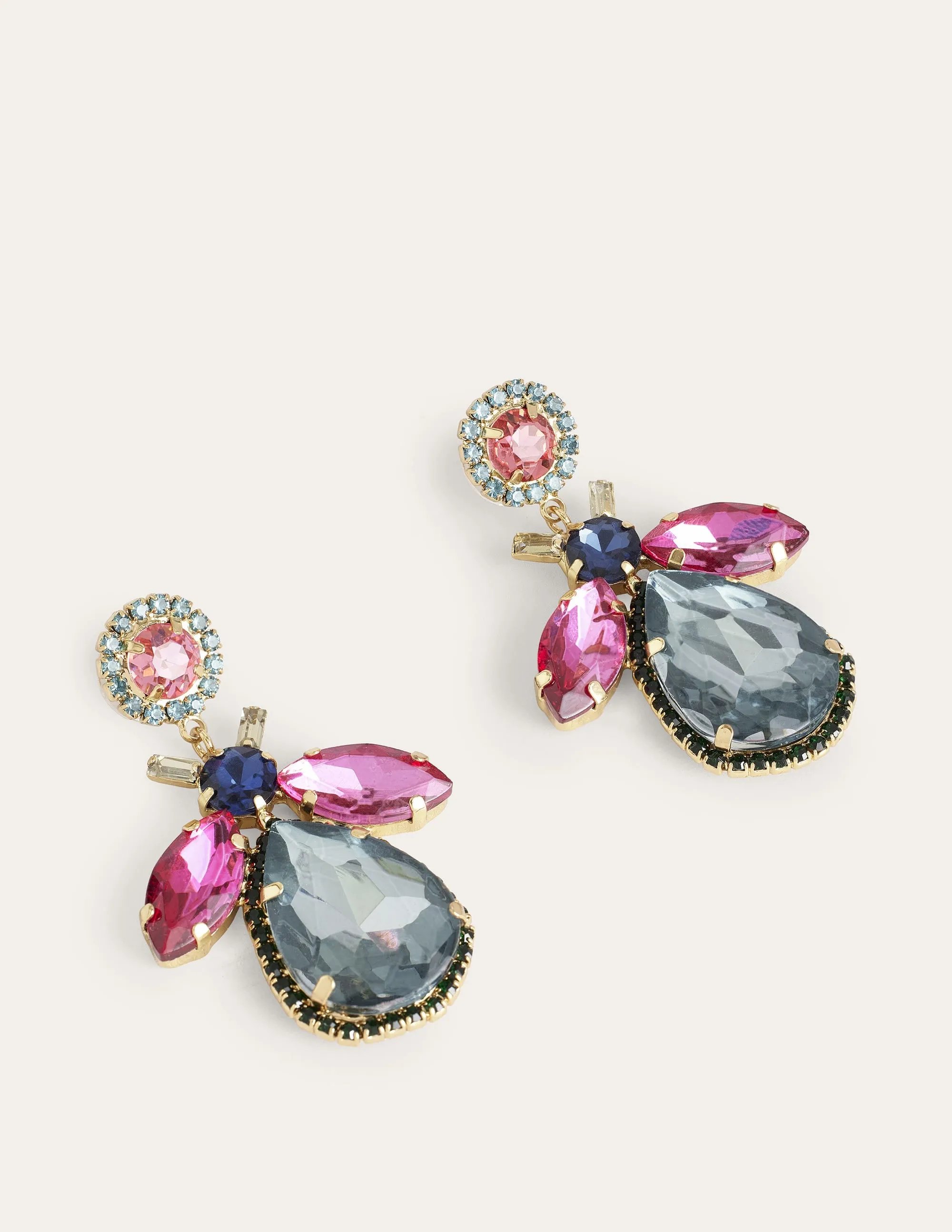 Embellished Bee Earrings-Blue & Pink