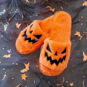 Fuzzy Halloween Slippers