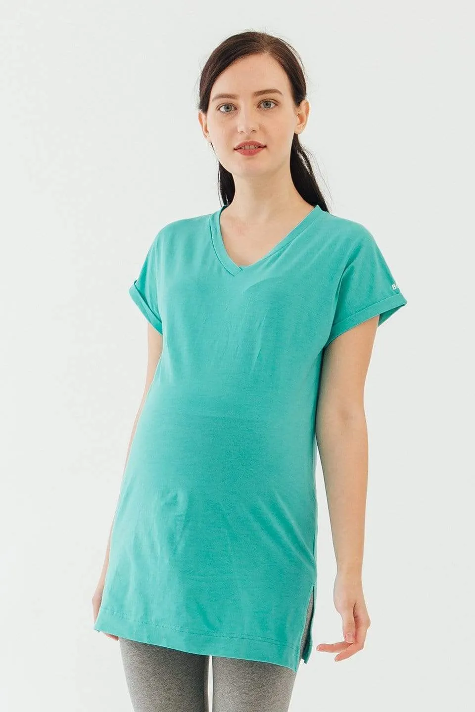 Kimono Sleeve Cherish V Neck Mozzie Long Maternity Top Ceramic
