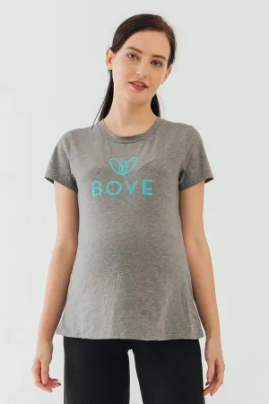 Knitted Short Sleeve Chela Round Neck Mozzie Maternity Top Charcoal