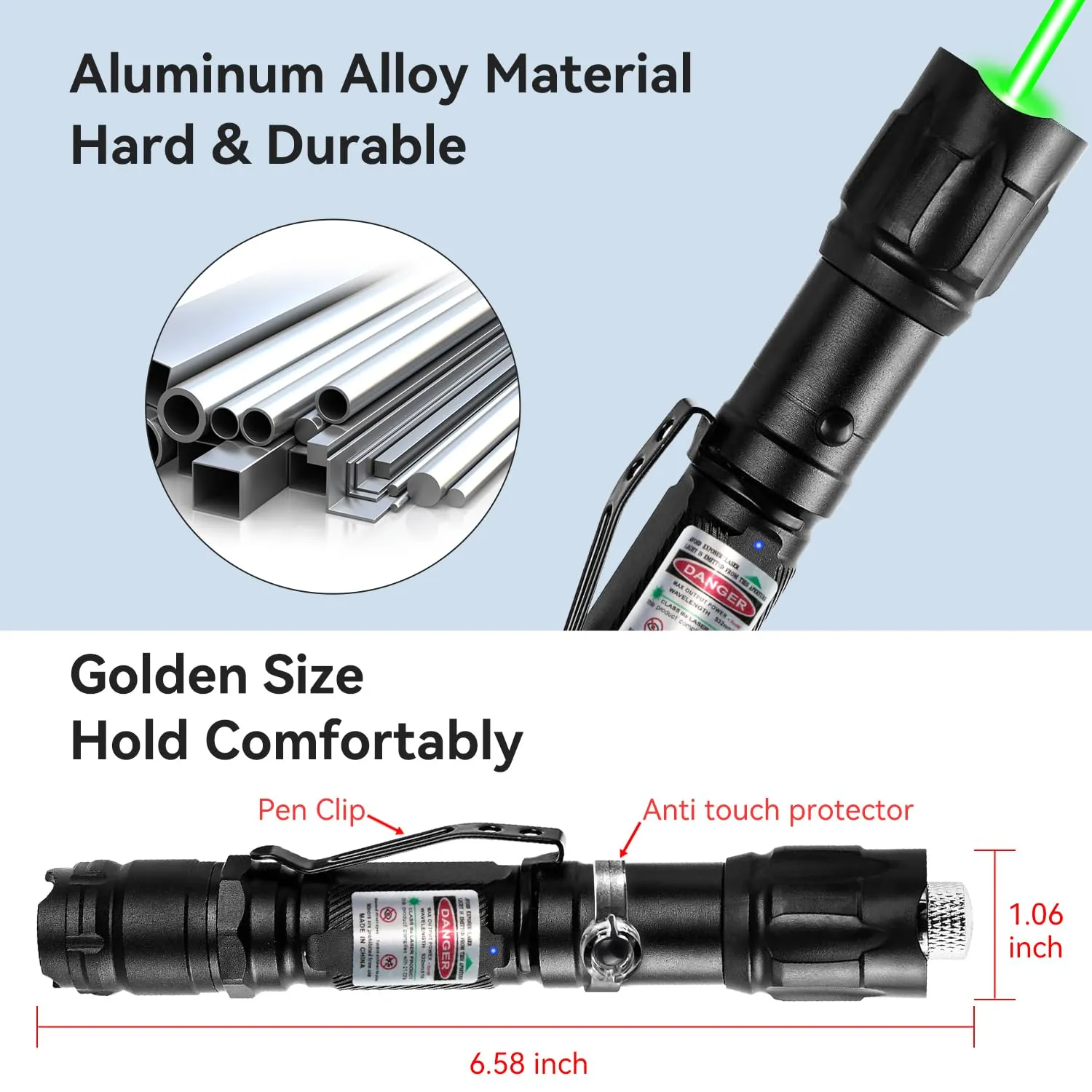 MIPREZT [Professional] Rechargeable Green Line Light Flashlight Long Distance Range for TV/LED/LCD Screens Tactical Flashlights Presentation Office/Outdoors/Astronomic/Construction [005]