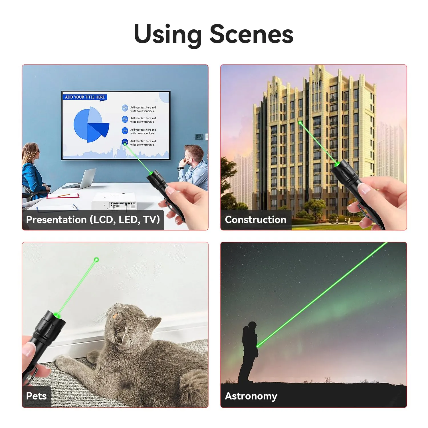 MIPREZT [Professional] Rechargeable Green Line Light Flashlight Long Distance Range for TV/LED/LCD Screens Tactical Flashlights Presentation Office/Outdoors/Astronomic/Construction [005]