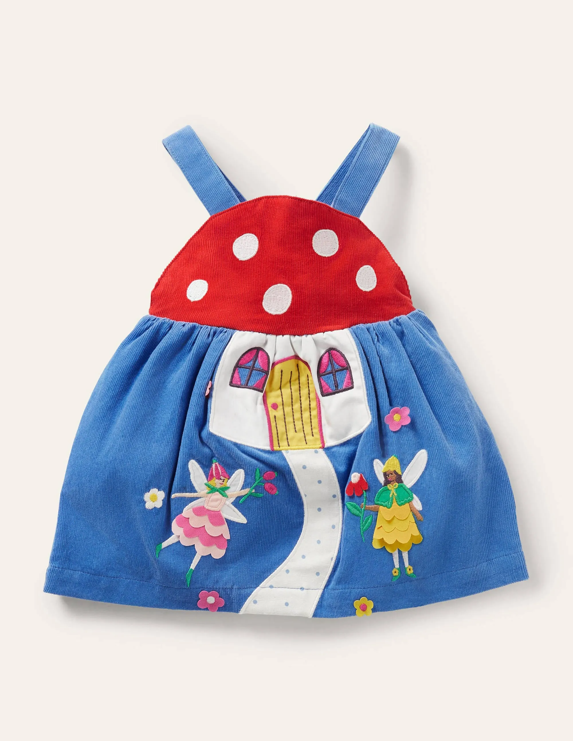 Novelty Cord Pinnie-Bright Bluebell Toadstool