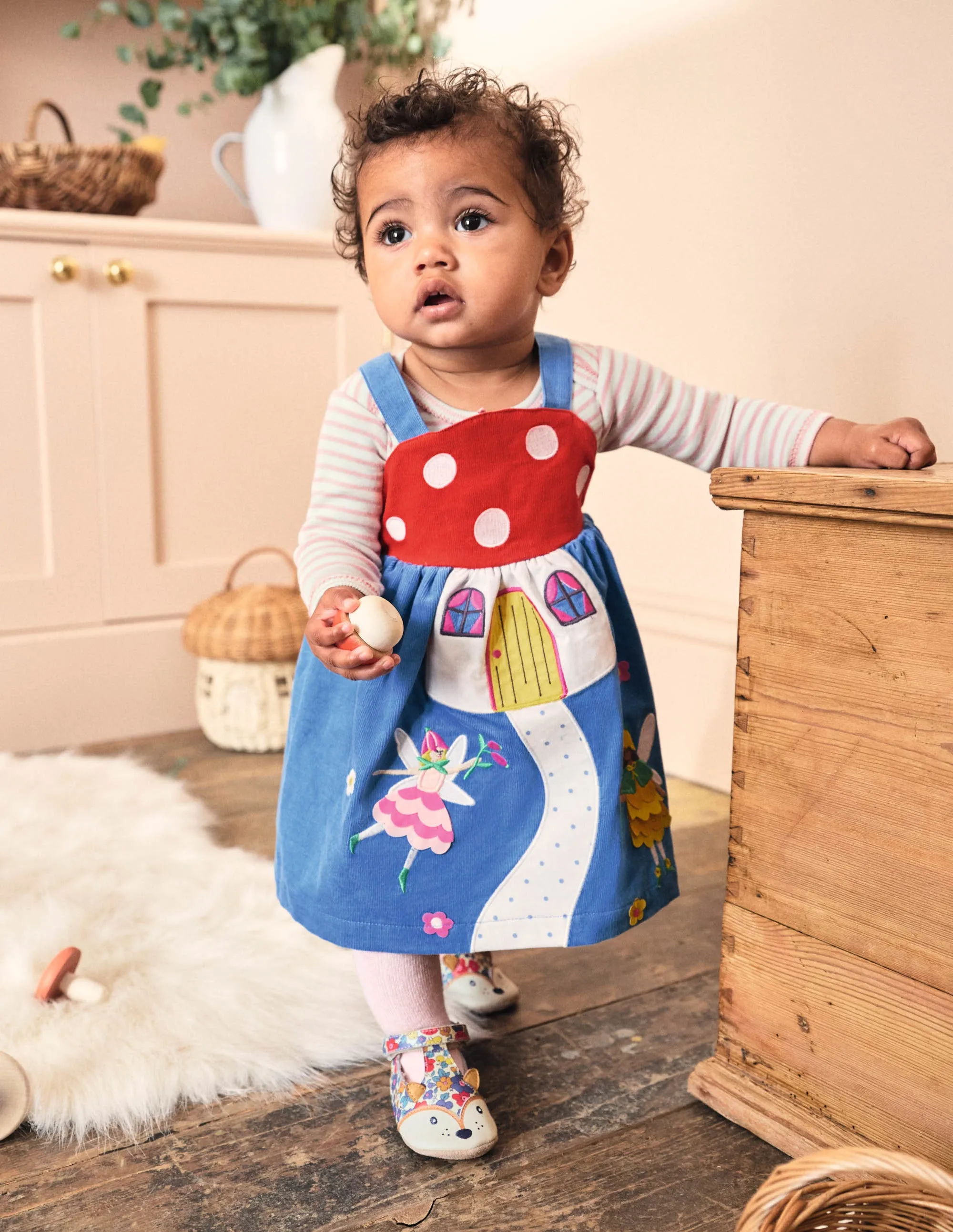 Novelty Cord Pinnie-Bright Bluebell Toadstool