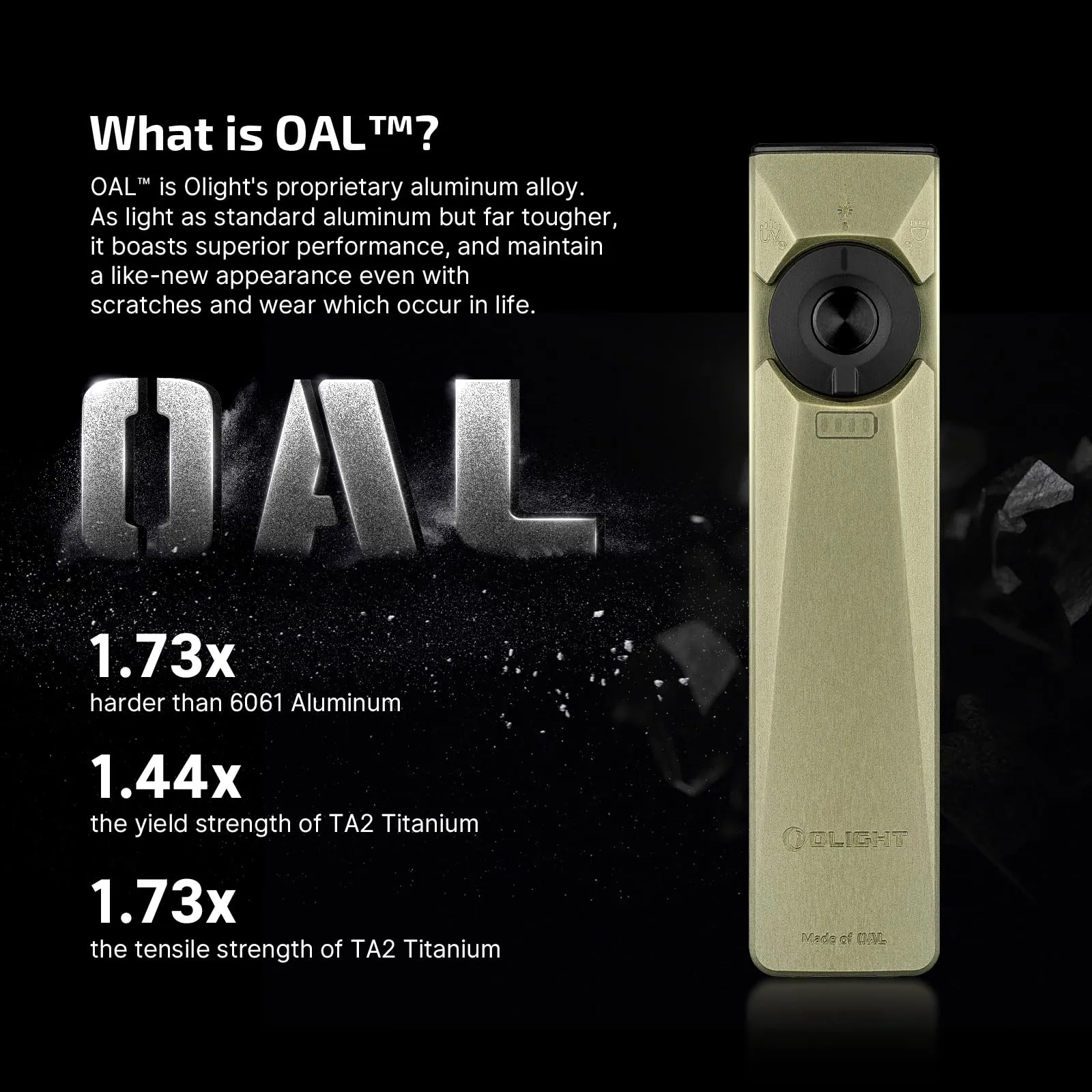 OLIGHT Arkfeld Ultra 1400 Lumens EDC Flat Flashlight, Rechargeable Compact Pocket Flash Light Combines White LED, UV and Green Beam, Triple Sources Perfect for Checking, Working (Olive-Green)