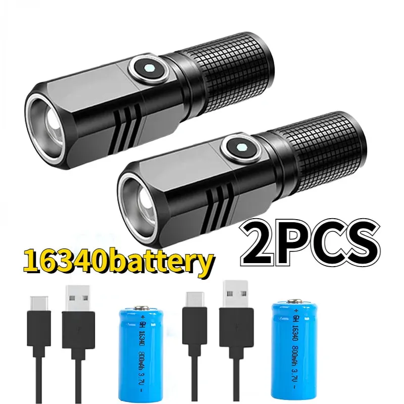 Powerful Mini Portable Alloy Variable-focus LED Flashlight Uses 18650 Battery USB Rechargeable Waterproof Outdoor Camping Torch