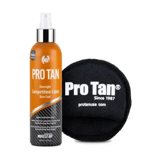 Pro Tan Overnight Competition Color Base Coat Self-Tanning Formula with Applicator Sponge in Stock