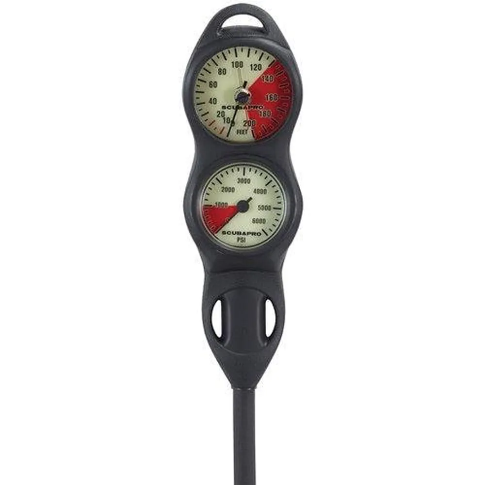 Scubapro 2-Gauge U-Line Compact Plastic Pressure Gauge, Standard Depth Gauge Dive Console